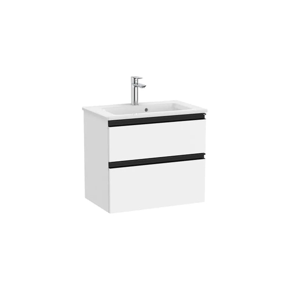 Mueble base compacto con dos cajones y lavabo centrado blanco mate Roca - Vista 1
