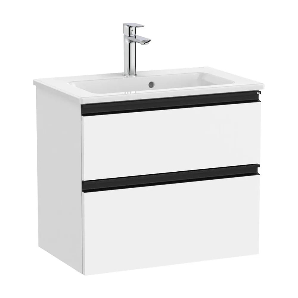 Mueble base compacto con dos cajones y lavabo centrado blanco mate Roca - Vista 2