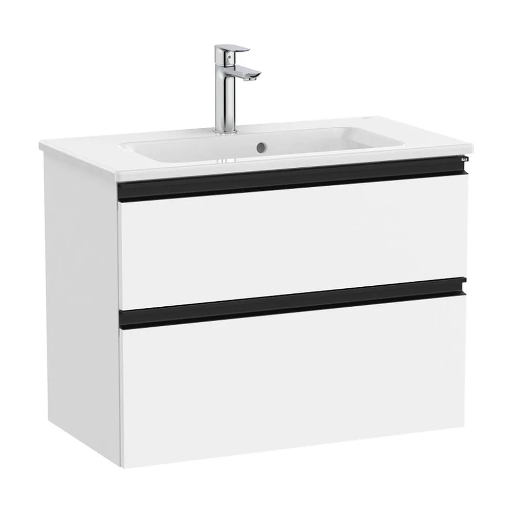 Mueble base compacto dos cajones lavabo centrado 70x38x54 cm Blanco mate Roca - Vista 2