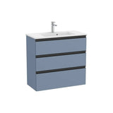 Mueble base compacto tres cajones lavabo centrado 80x38x76 cm Azul mate Roca