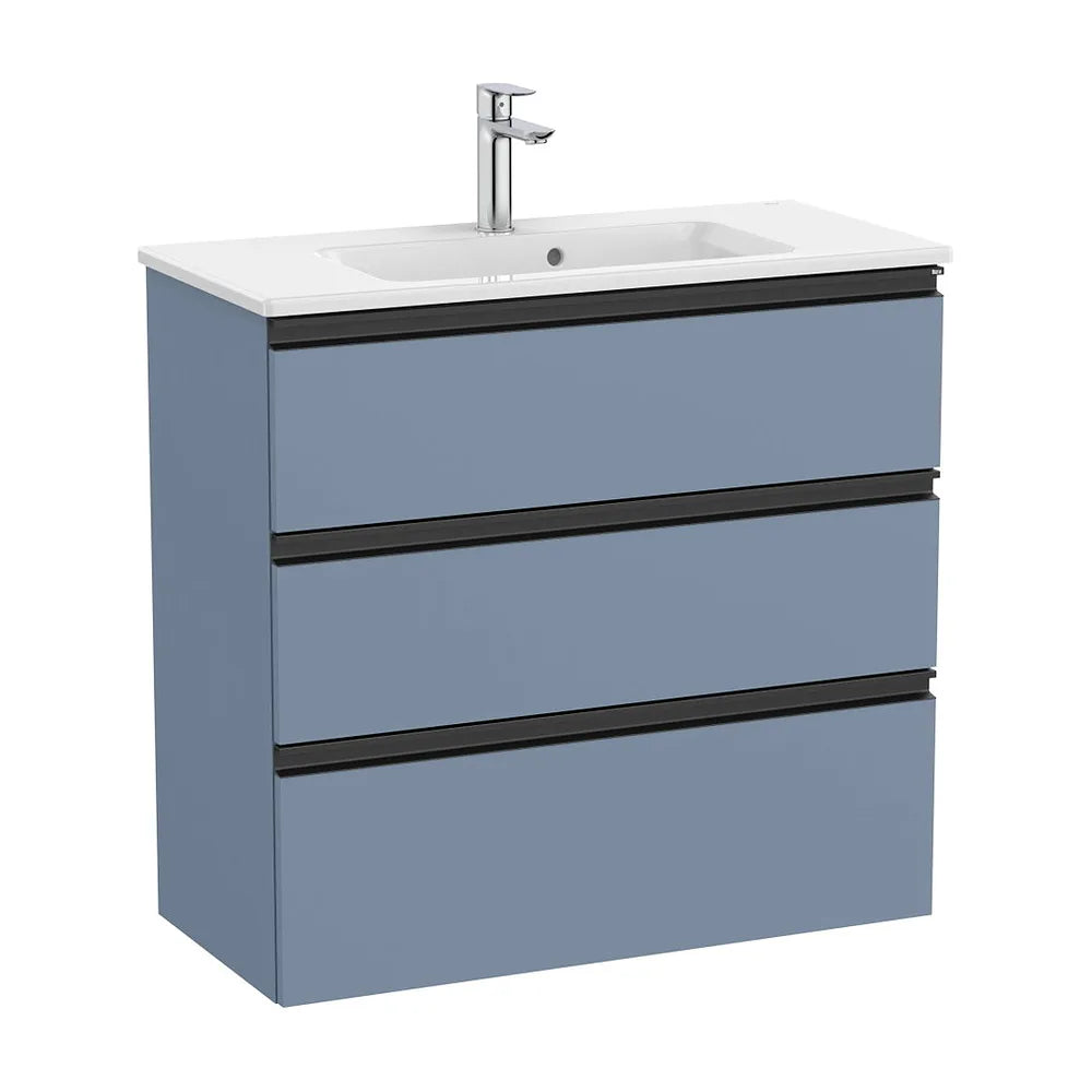 Mueble base compacto tres cajones lavabo centrado 80x38x76 cm Azul mate Roca - Vista 2