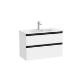 Mueble base compacto con lavabo centrado dos cajones blanco mate 80x38x54 cm Roca
