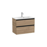 Mueble Base Compacto 2 Cajones Lavabo Centrado Nogal 70x38x54cm Colección The Gap Roca