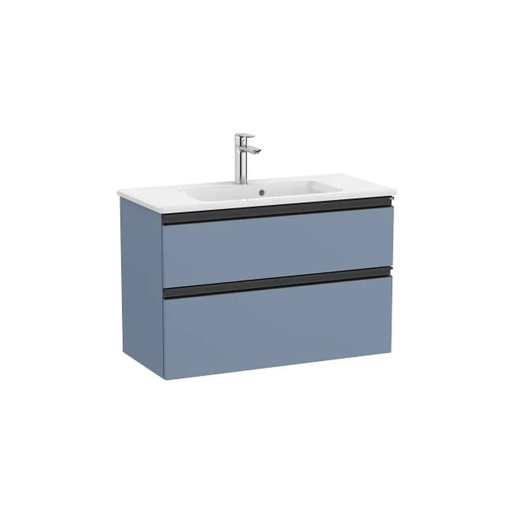 Mueble Base Compacto 2 Cajones Lavabo Centrado Azul Mate 80x38x54cm Roca - Vista 1