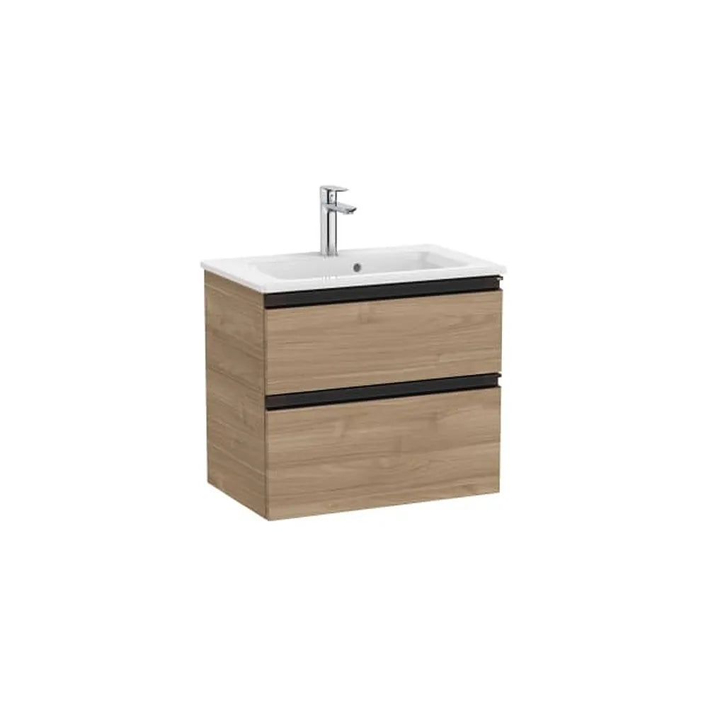 Mueble Base Compacto 2 Cajones Lavabo Centrado Nogal 60x38x54cm Colección The Gap Roca - Vista 1