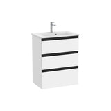 Mueble base compacto tres cajones lavabo centrado blanco mate 60x38x76 cm Roca