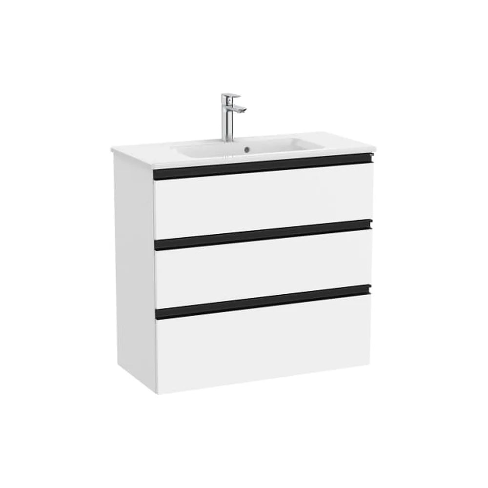 Mueble base compacto tres cajones lavabo centrado blanco mate 80x38x76 cm Roca - Vista 1