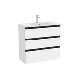Mueble base compacto tres cajones lavabo centrado blanco mate 80x38x76 cm Roca