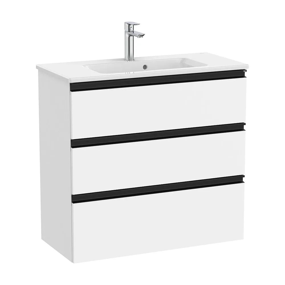 Mueble base compacto tres cajones lavabo centrado blanco mate 80x38x76 cm Roca - Vista 2