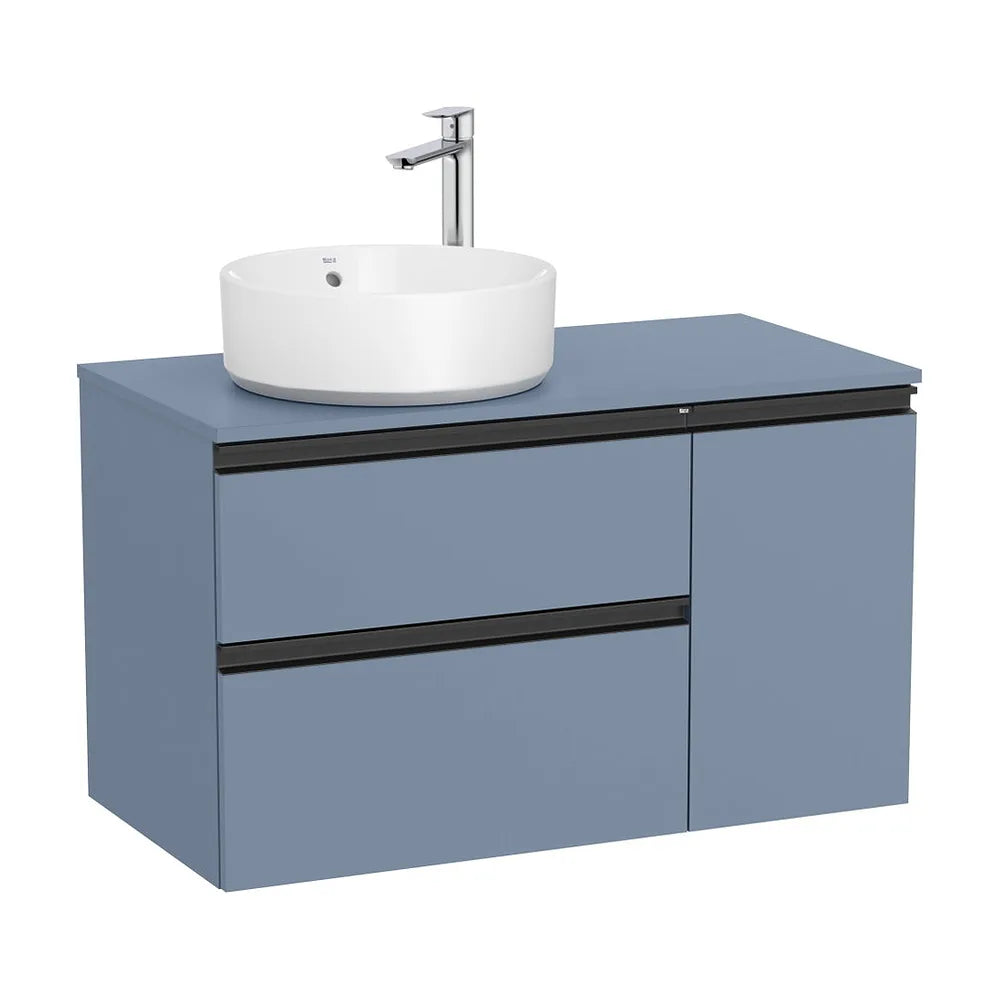 Mueble base asimétrico con dos cajones y una puerta para lavabo sobre encimera izquierda 90x46x53 cm Roca - Vista 2