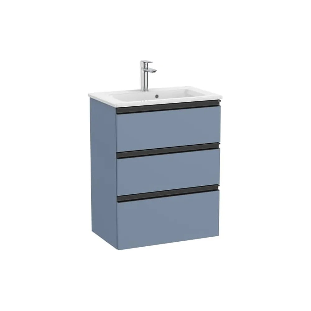 Mueble base compacto tres cajones lavabo centrado 60x38x76 cm azul mate Roca - Vista 1