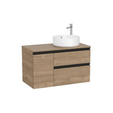 Móvel base com 2 gavetas para lavatório de sobrepor posição direita acabamento nogueira 90 x 46 x 53 cm Roca
