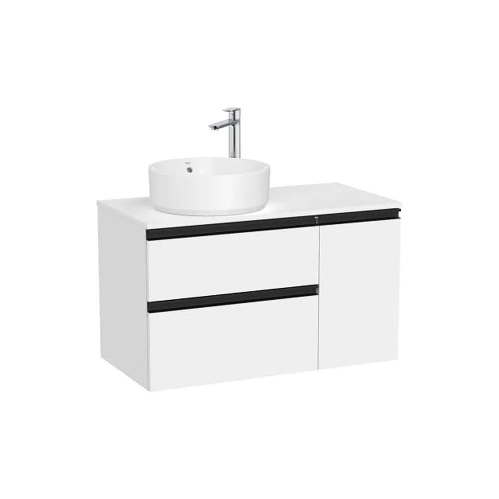 Mueble base asimétrico con dos cajones y una puerta para lavabo sobre encimera izquierda 90x46x54 cm Roca - Vista 1