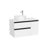 Mueble base asimétrico con dos cajones y una puerta para lavabo sobre encimera izquierda 90x46x54 cm Roca