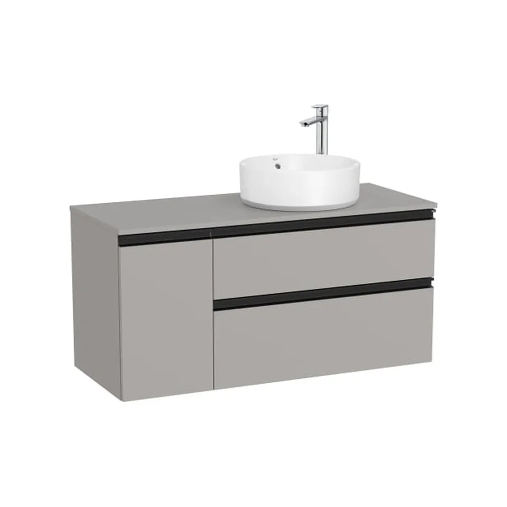 Mueble base dos cajones para lavabo sobre encimera derecha 110x46x53 cm Roca - Vista 1