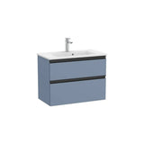 Mueble base compacto dos cajones lavabo centrado azul mate 70x38x54 cm Roca