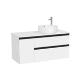 Mueble base dos cajones para lavabo sobre encimera derecha 110x46x53 cm Roca