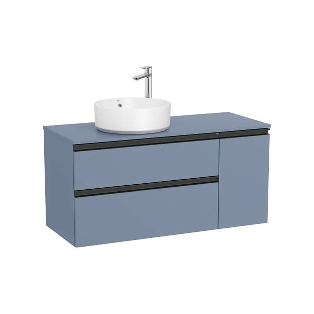 Mueble base asimétrico 110x46x53 cm dos cajones puerta lavabo sobre encimera izquierda Roca - Vista 1