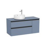 Mueble base asimétrico 110x46x53 cm dos cajones puerta lavabo sobre encimera izquierda Roca