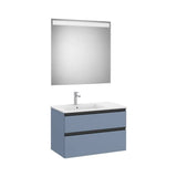 Pack mueble base dos cajones lavabo izquierda espejo LED 80x46x53 cm Roca