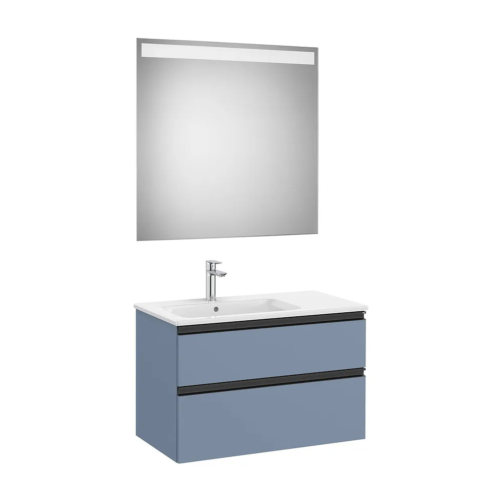 Pack mueble base dos cajones lavabo izquierda espejo LED 80x46x53 cm Roca - Vista 2