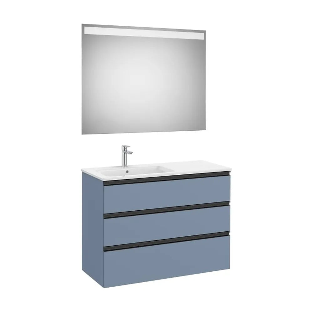 Pack mueble base tres cajones lavabo izquierda espejo LED 100x46x76 cm Roca - Vista 1