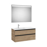 Mueble Base 2 Cajones Lavabo Izquierda Espejo Led 100x46x54cm Colección The Gap Roca