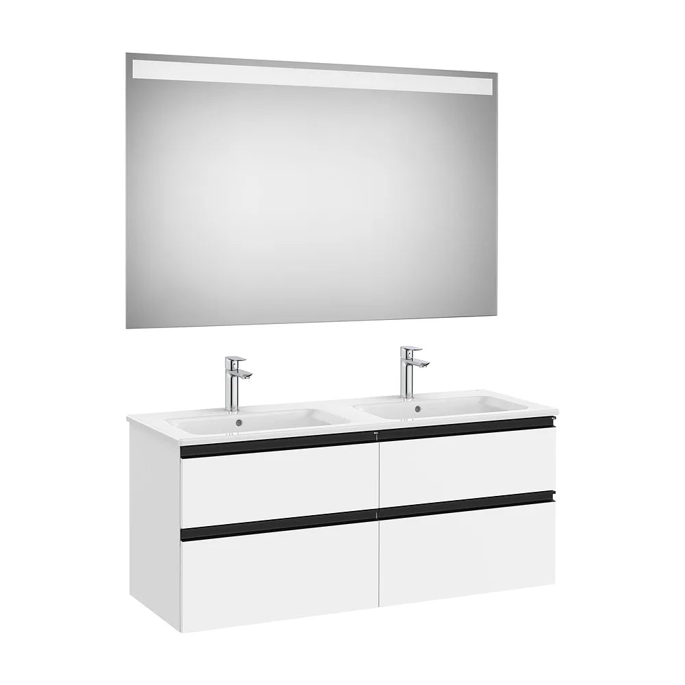 Pack mueble base cuatro cajones lavabo doble espejo LED 120x46x53 cm Roca - Vista 2