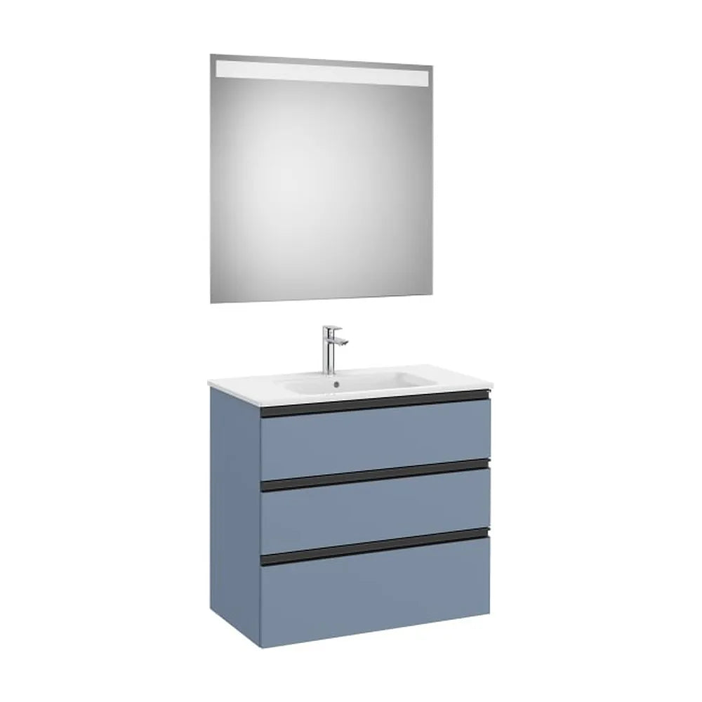 Pack mueble base tres cajones lavabo centrado espejo LED 80x46x76 cm Roca - Vista 1