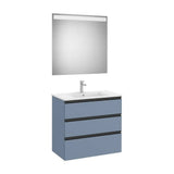 Pack mueble base tres cajones lavabo centrado espejo LED 80x46x76 cm Roca