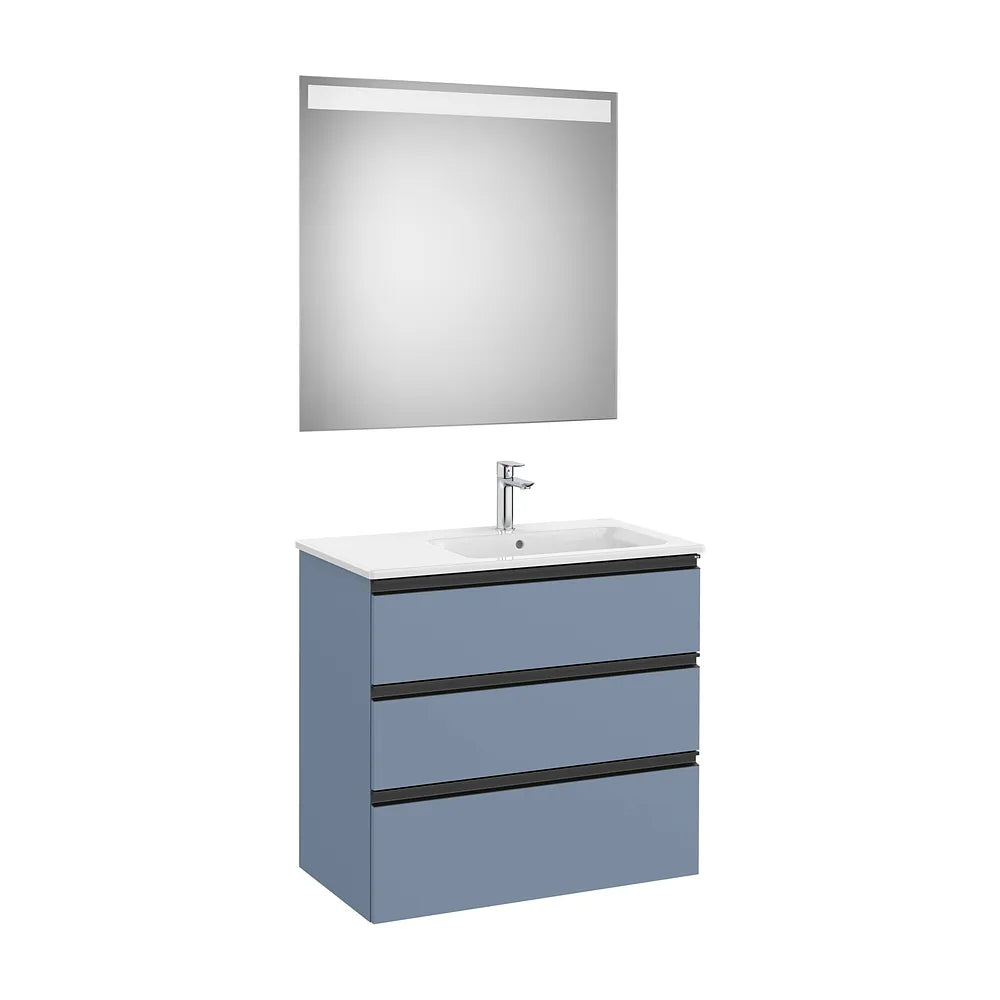 Pack mueble base tres cajones lavabo derecha espejo LED 80x46x76 cm Roca - Vista 2