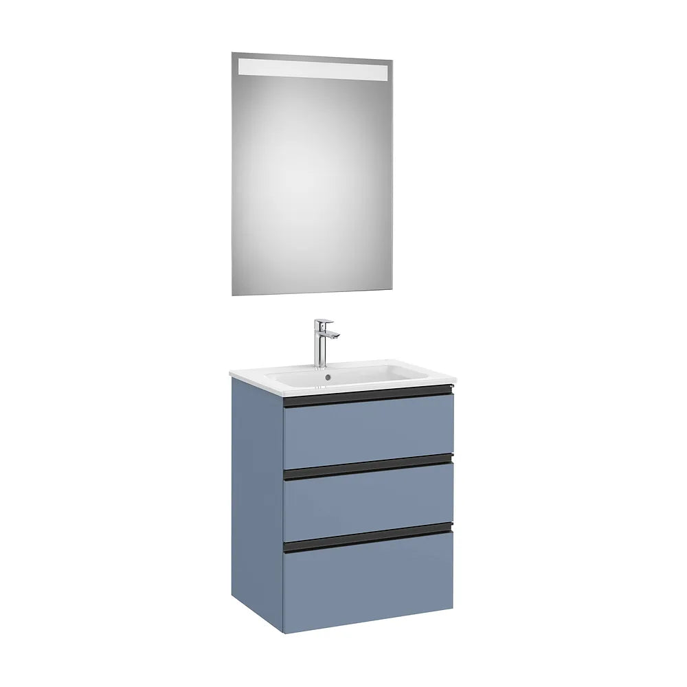 Pack mueble base tres cajones lavabo centrado espejo LED 60x46x76 cm Roca - Vista 2