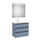 Pack mueble base tres cajones lavabo izquierda espejo LED 80x46x76 cm Roca