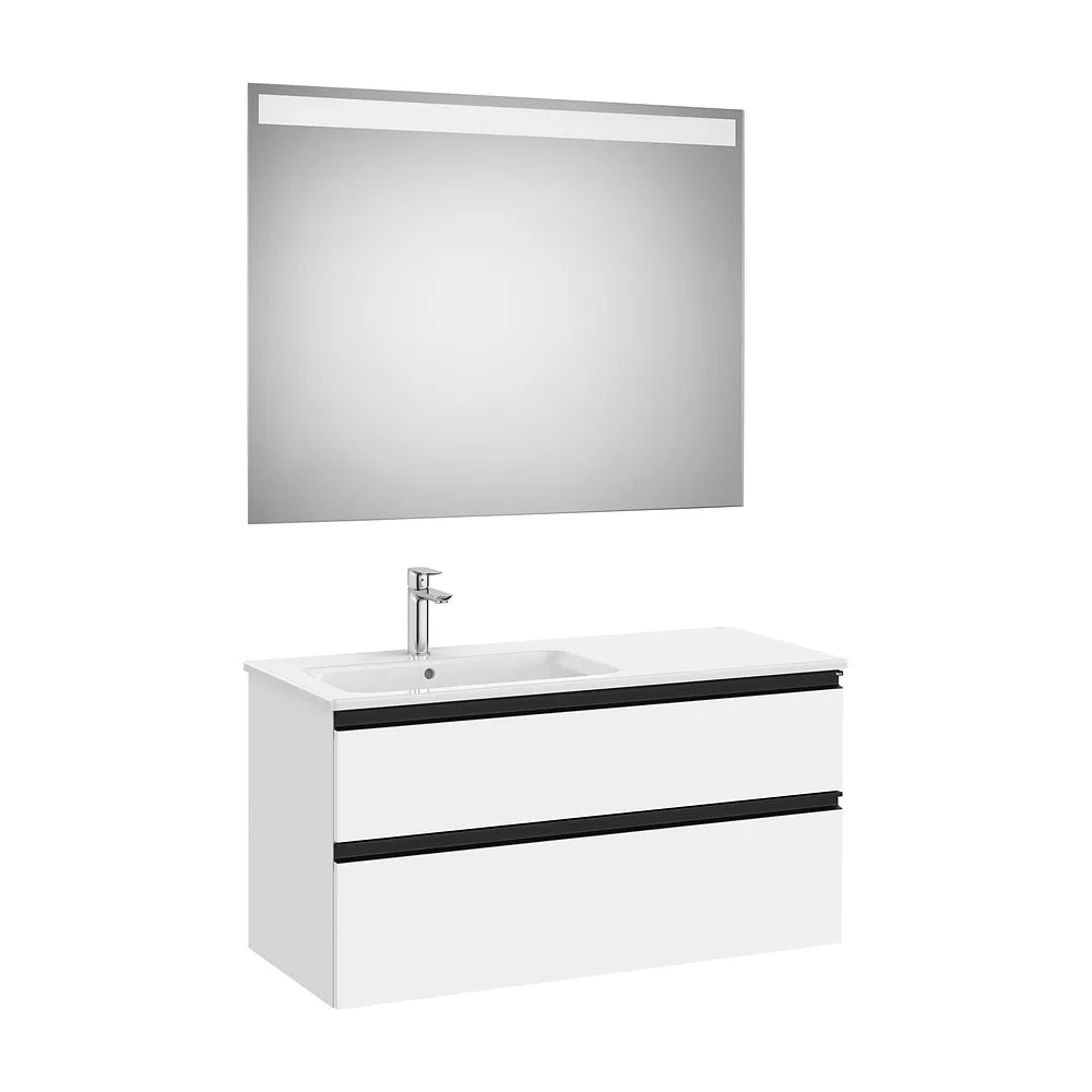 Mueble Base 2 Cajones Lavabo Izquierda Espejo Led 100x80cm Colección Eidos Roca - Vista 2