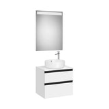 Pack mueble base con dos cajones lavabo sobre encimera central espejo LED 60x46x54 cm Roca