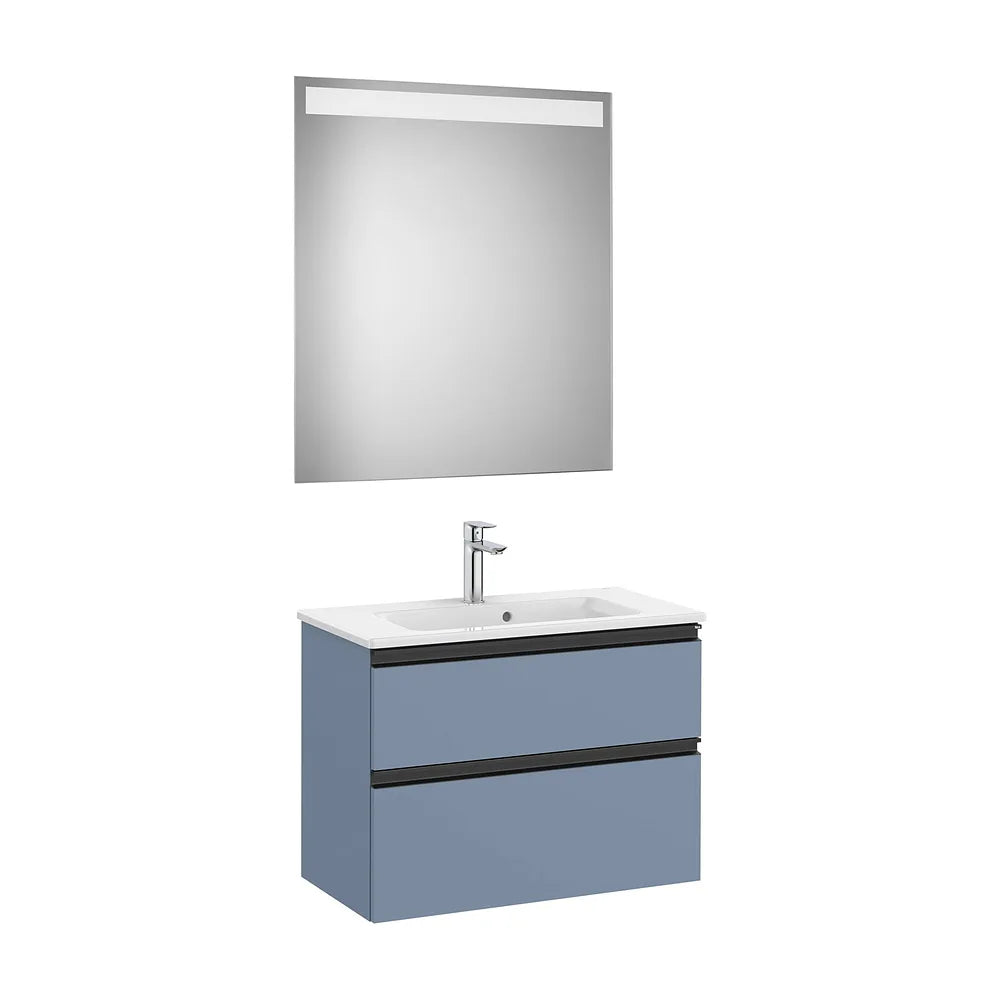 Mueble Base Compacto 2 Cajones Lavabo Centrado Espejo Led 70x38x54cm Colección Eidos Roca - Vista 2