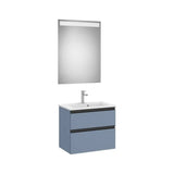 Pack mueble base compacto dos cajones lavabo centrado espejo LED Eidos Roca