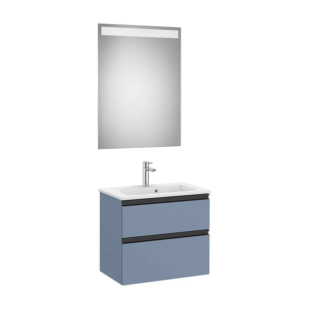 Pack mueble base compacto dos cajones lavabo centrado espejo LED Eidos Roca - Vista 2