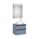 Pack mueble base dos cajones lavabo sobre encimera central espejo LED 60x80 cm Roca