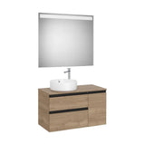 Asymmetric Base Unit 2 Drawers 1 Door Left Countertop Washbasin LED Mirror Eidos Collection Roca
