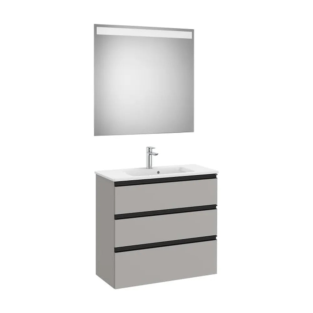 Mueble base suspendido tres cajones para dos lavabos sobre encimera 80x38x76 cm Roca - Vista 1