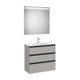 Mueble base suspendido tres cajones para dos lavabos sobre encimera 80x38x76 cm Roca