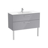 Mueble base suspendido con dos cajones y lavabo porcelana 100x45x52 cm Roca