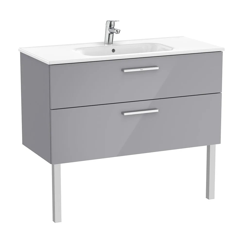 Mueble base suspendido con dos cajones y lavabo porcelana 100x45x52 cm Roca - Vista 2