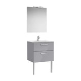 Pack mueble base dos cajones lavabo porcelana espejo aplique LED Starlight 60x45x52 cm Roca