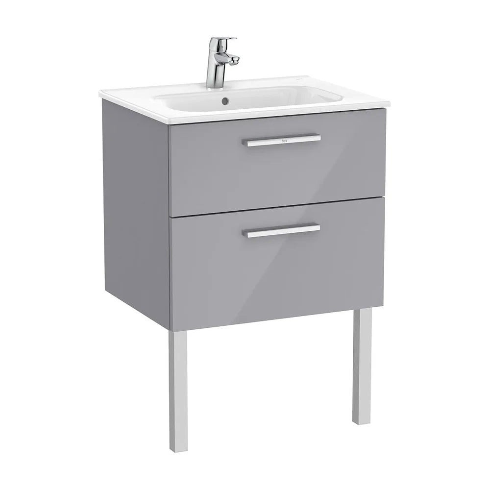 Mueble base suspendido dos cajones lavabo porcelana 60x45x52 cm Roca - Vista 2