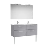 Pack mueble base cuatro cajones lavabo doble espejo dos apliques LED Starlight Roca