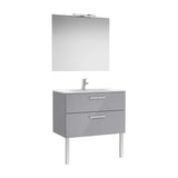 Pack mueble base dos cajones lavabo espejo y aplique LED Starlight 80x45x51 cm Roca