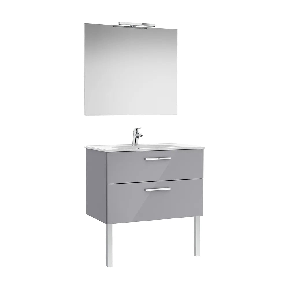 Pack mueble base dos cajones lavabo espejo y aplique LED Starlight 80x45x51 cm Roca - Vista 2