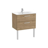 Mueble base suspendido dos cajones con lavabo porcelana 70x45x51 cm Roca